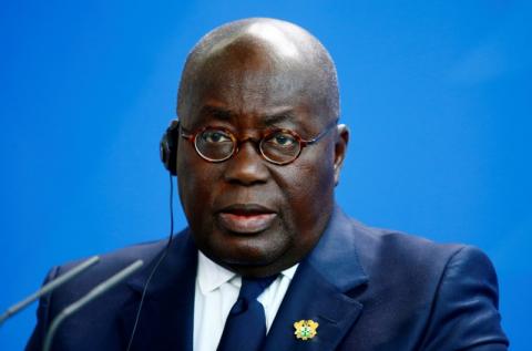 Ghana's President Nana Addo Dankwa addresses a news conference at the Chancellery in Berlin, Germany, February 28, 2018. PHOTO BY REUTERS/Hannibal Hanschke