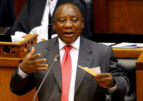 President Cyril Ramaphosa addresses MPs in parliament in Cape Town, South Africa, February 15, 2018. PHOTO BY REUTERS/Mike Hutchings