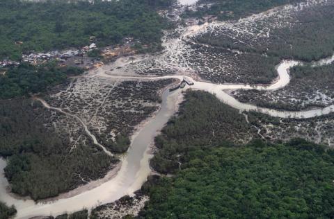 An overview of the Niger delta where signs of oil spills can be seen in the water in Port Harcourt, Nigeria, August 1, 2018. PHOTO BY REUTERS/Ron Bousso