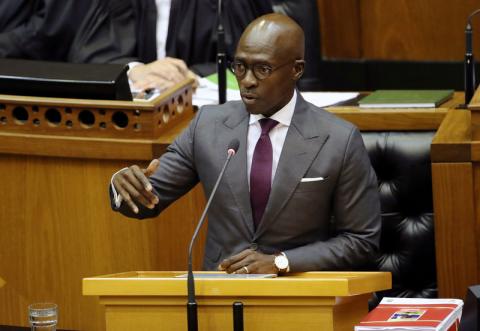 Malusi Gigaba addresses Parliament in Cape Town, South Africa, February 21, 2018. PHOTO BY REUTERS/Mike Hutchings