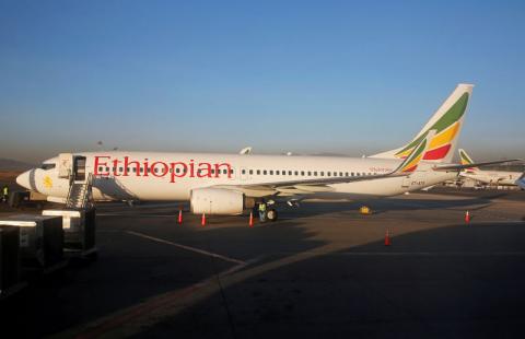 Workers service an Ethiopian Airlines plane at the Bole International Airport in Ethiopia's capital Addis Ababa, January 26, 2017. PHOTO BY REUTERS/Amr Abdallah Dalsh