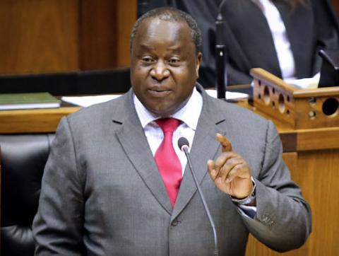 South African Finance Minister Tito Mboweni delivers his medium-term budget policy statement at Parliament in Cape Town, South Africa, October 24, 2018. PHOTO BY REUTERS/Sumaya Hisham
