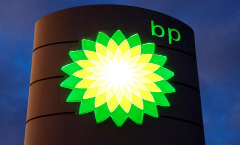 The logo of BP is seen at a petrol station in Kloten, Switzerland, October 3, 2017. PHOTO BY REUTERS/Arnd Wiegmann