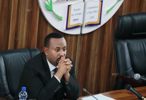Ethiopia's Prime Minister Abiy Ahmed is seen before addressing the legislators on the current situation of the country inside the Parliament buildings in Addis Ababa, Ethiopia, July 1, 2019. PHOTO BY REUTERS/Tiksa Negeri