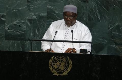 Gambian President Adama Barrow addresses the 72nd United Nations General Assembly at U.N. Headquarters in New York, U.S., September 19, 2017. PHOTO BY REUTERS/Eduardo Munoz