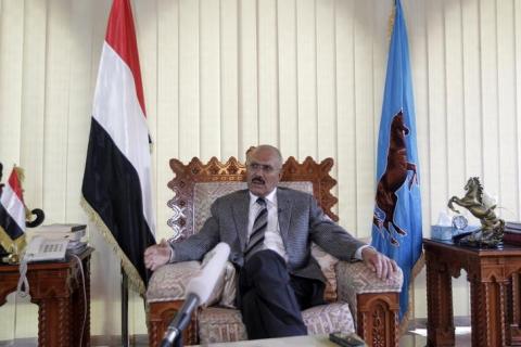 Yemen's former President Ali Abdullah Saleh talks during an interview with Reuters in Sanaa, May 21, 2014. PHOTO BY REUTERS/Khaled Abdullah