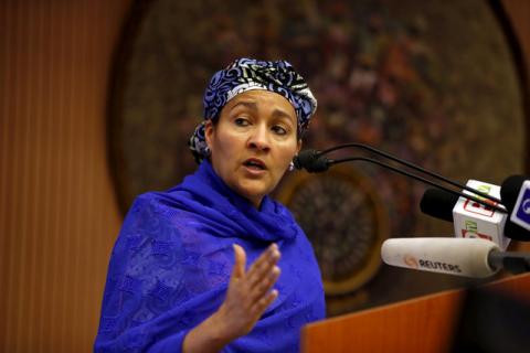 Minister of Environment Amina Mohammed speaks at the opening session of a Public Lecture on Nigeria and the commonwealth of Nations in Abuja, Nigeria, February 18, 2016. PHOTO BY REUTERS/Afolabi Sotunde