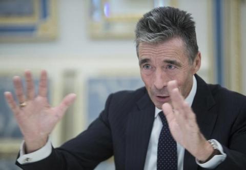 Former NATO secretary-general Anders Fogh Rasmussen speaks during a meeting with Ukrainian President Petro Poroshenko in Kiev, Ukraine, September 10, 2015. PHOTO BY REUTERS/Mykhailo Markiv