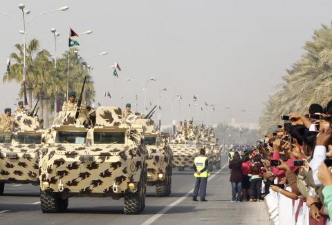 Qatar's army takes part in a military parade during celebrations to mark Qatar's National Day in Doha. PHOTO BY REUTERS/Suhaib Salem