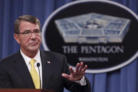 U.S. Defense Secretary Ash Carter holds a news conference at the Pentagon in Arlington, Virginia, August 20, 2015. PHOTO BY REUTERS/Jonathan Ernst