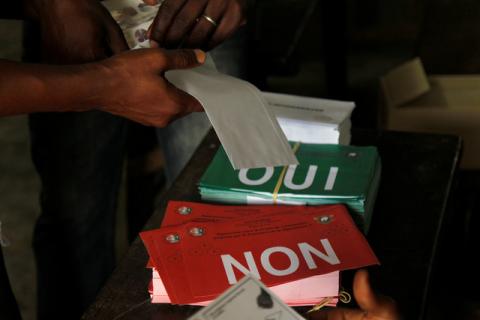 Polling agents prepare the ballots at a polling station during a referendum in Abidjan, Ivory Coast, October 30, 2016. PHOTO BY REUTERS/Luc Gnago