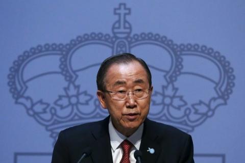 United Nations Secretary-General Ban Ki-moon attends a joint news conference with Spanish Foreign Minister Jose Manuel Garcia-Margallo (not pictured) at the Foreign Ministry in Madrid, Spain, October 29, 2015. PHOTO BY REUTERS/Juan Medina