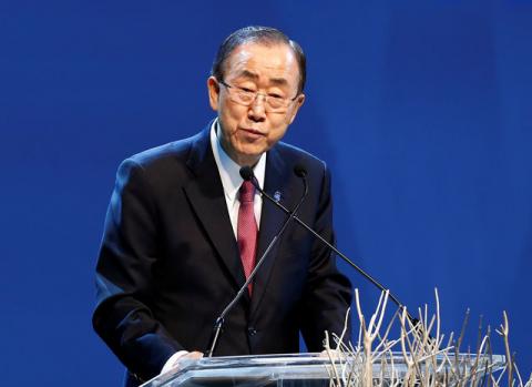 U.N. Secretary-General Ban Ki-moon speaks during the opening ceremony of the World Humanitarian Summit in Istanbul, Turkey, May 23, 2016. PHOTO BY REUTERS/Osman Orsal