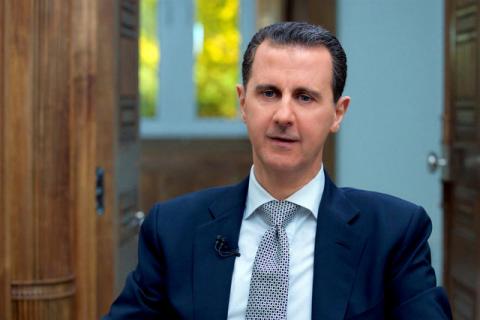 Syria's President Bashar al-Assad speaks during an interview with AFP news agency in Damascus, Syria in this handout picture provided by SANA on April 13, 2017. PHOTO BY REUTERS/SANA