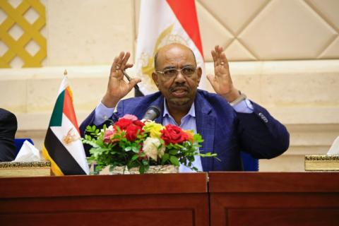 Sudan's President Omar Hassan al-Bashir speaks during a press conference after the oath of the prime minister and first vice president Bakri Hassan Saleh at the palace in Khartoum, Sudan, March 2, 2017. PHOTO BY REUTERS/Mohamed Nureldin Abdallah