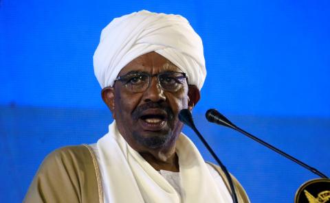 Sudan's President Omar al-Bashir addresses the nation on the eve of the 63rd Independence Day anniversary at the Presidential Palace in Khartoum, Sudan, December 31, 2018. PHOTO BY REUTERS/Mohamed Nureldin Abdallah