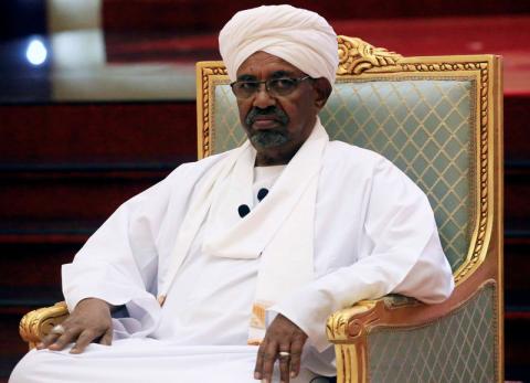 Former Sudanese President Omar al-Bashir addresses the National Dialogue Committee meeting at the Presidential Palace in Khartoum, Sudan, April 5, 2019. PHOTO BY REUTERS/Mohamed Nureldin Abdallah
