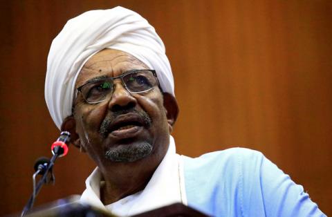 Former Sudanese President Omar al-Bashir delivers a speech inside Parliament in Khartoum, Sudan April 1, 2019. REUTERS/Mohamed Nureldin Abdallah