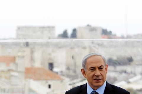 Israel's Prime Minister Benjamin Netanyahu speaks during a news conference in Jerusalem, February 23, 2015. PHOTO BY REUTERS/Ronen Zvulun