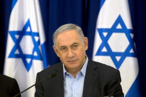 Israeli Prime Minister Benjamin Netanyahu attends the weekly cabinet meeting in the Israeli occupied Golan Heights near the ceasefire line between Israel and Syria, April 17, 2016. PHOTO BY REUTERS/Sebastian Scheiner