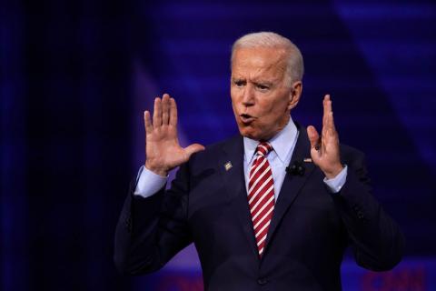 Democratic 2020 U.S. presidential candidate and former Vice President Joe Biden participates in a televised townhall on CNN dedicated to LGBTQ issues in Los Angeles, California, U.S., October 10, 2019. PHOTO BY REUTERS/Mike Blake