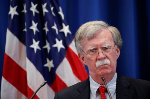 U.S. National Security Advisor John Bolton speaks during a news conference after a meeting with Russia's Nikolai Patrushev at the U.S. Mission to the United Nations in Geneva, Switzerland, August 23, 2018. PHOTO BY REUTERS/Denis Balibouse