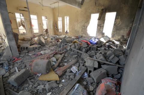 A view of a prison struck by Arab coalition warplanes in al-Zaydiyah district of the Red Sea port city of Hodeidah, Yemen October 30, 2016. PHOTO BY REUTERS/Abduljabbar Zeyad