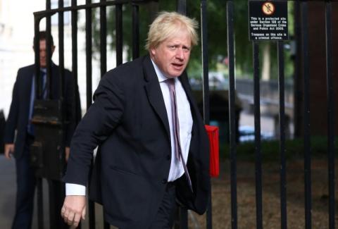 Britain's Secretary of State for Foreign and Commonwealth Affairs Boris Johnson arrives at 10 Downing Street in London, Britain, July 3, 2018. PHOTO BY REUTERS/Simon Dawson