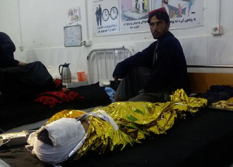 An Afghan boy receives treatment at a hospital after an airstrike in Helmand province, Afghanistan, November 28, 2018. PHOTO BY REUTERS/Stringer