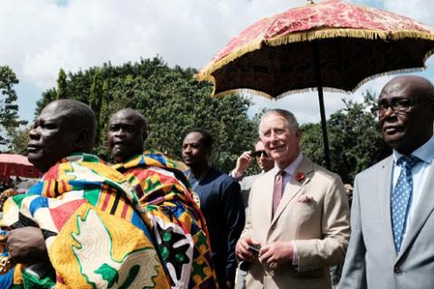 Britain's Prince Charles visits the Manhyia Palace of the Ashanti Kingdom to meet with the Ashanti king Otumfuo Osei Tutu II in Kumasi, Ghana, November 4, 2018. PHOTO BY REUTERS/Francis Kokoroko