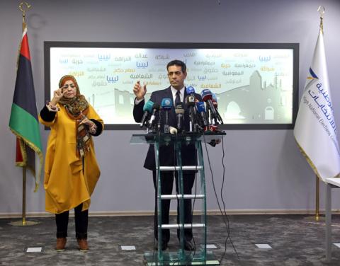 Emad Al-Sayah, Chairman of Libya's High National Election Commission (HNEC), speaks during a news conference in Tripoli, Libya, December 6, 2018. PHOTO BY REUTERS/Hani Amara