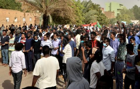 Sudanese demonstrators gather as they participate in anti-government protests in Khartoum, Sudan, January 17, 2019. PHOTO BY REUTERS/Mohamed Nureldin Abdallah