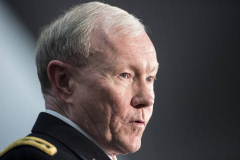 Chairman of the Join Chief of Staff Army General Martin Dempsey speaks during a retirement ceremony at the National Security Agency in Fort Meade, Maryland