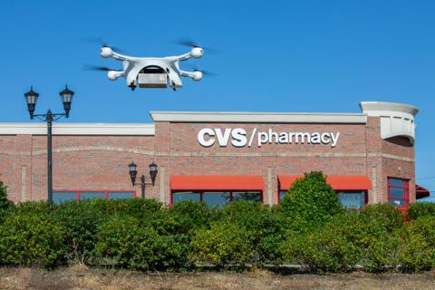 A UPS Flight Forward drone takes off during the first residential delivery of prescription medication for CVS in Cary, North Carolina, U.S., November 1, 2019. PHOTO BY UPS/Handout via REUTERS