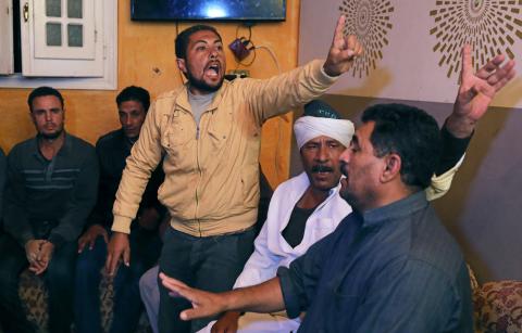 Families of 16 kidnapped Egyptians in Libya shout at Al-Herda village in Kafr El Sheikh, Egypt, November 20, 2018. PHOTO BY REUTERS/Mohamed Abd El Ghany