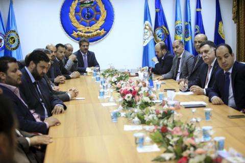 Fayez Seraj, Libyan prime minister-designate under the proposed unity government, attends a meeting with officials of municipal council of Tripoli in Tripoli, Libya, March 31, 2016. REUTERS/Ismail Zitouny