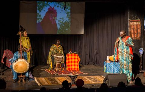 A storyteller engages the crowd at the Re-imagined Storytelling Festival in Nairobi, Kenya, December 15, 2018. PHOTO BY REUTERS/Hereward Holland