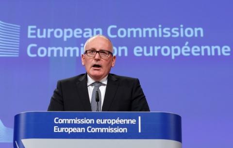 European Commission First Vice-President Frans Timmermans gives a news conference at the European Commission headquarters in Brussels, Belgium, January 13, 2016. PHOTO BY REUTERS/Yves Herman