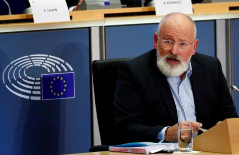 European Commissioner-designate for European Green Deal Frans Timmermans of Netherlands attends his hearing before the European Parliament in Brussels, Belgium, October 8, 2019. PHOTO BY REUTERS/Francois Lenoir