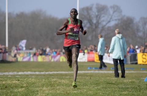 Geoffrey Kamworor (KEN) places third in the senior men's race in 31:55 in the IAAF World Cross Country Championships at the Moesgdaard Museum, Aarhus, Denmark, March 30, 2019. PHOTO BY REUTERS/Kirby Lee-USA TODAY Sports