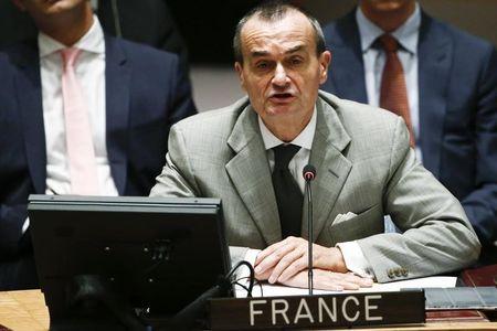 Gerard Araud addresses the Security Council during a meeting about the situation in the Middle East, including Palestine, at United Nations headquarters in New York, July 22, 2014. PHOTO BY REUTERS/Eduardo Munoz