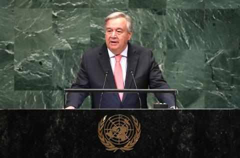 United Nations Secretary General Antonio Guterres delivers the opening address at the 73rd session of the United Nations General Assembly at U.N. headquarters in New York, U.S., September 25, 2018. PHOTO BY REUTERS/Shannon Stapleton