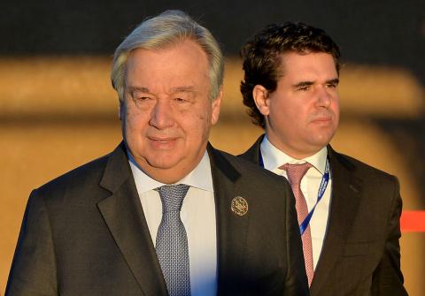 U.N. Secretary General Antonio Guterres arrives to attend the Intergovernmental Conference to Adopt the Global Compact for Safe, Orderly and Regular Migration, in Marrakesh, Morocco, December 10, 2018. PHOTO BY REUTERS/Abderrahmane Mokhtari
