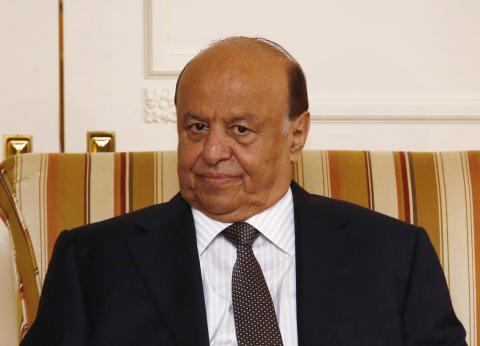 Yemeni President Abd-Rabbu Mansour Hadi looks on during a meeting with U.S. Treasury Secretary Jack Lew (not pictured), in Washington