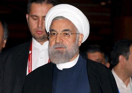 Iran's President Hassan Rouhani arrives for a bilateral meeting with Indonesia's President Joko Widodo on the sideline of the Asian African Conference in Jakarta, April 23, 2015. PHPOTO BY REUTERS/Mast Irham