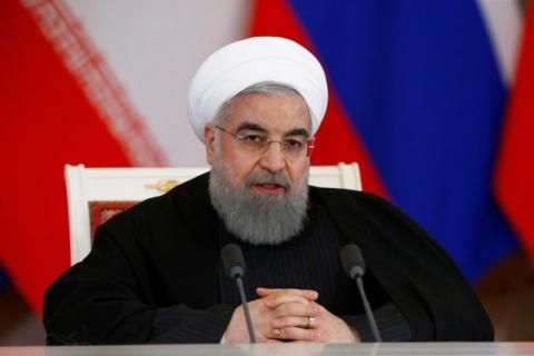 Iranian President Hassan Rouhani speaks during a joint news conference following a meeting with Russian President Vladimir Putin at the Kremlin in Moscow, Russia, March 28, 2017. PHOTO BY REUTERS/Sergei Karpukhin