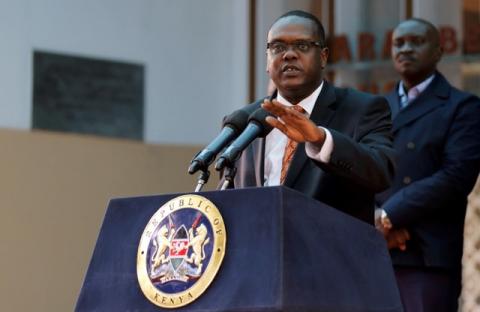 Kenya's Sports Minister Hassan Wario addresses a news conference on the World Anti-Doping Agency (WADA) recommendations that judged Kenya as non-compliant with the WADA code, in the capital Nairobi, May 13, 2016. PHOTO BY REUTERS/Thomas Mukoya