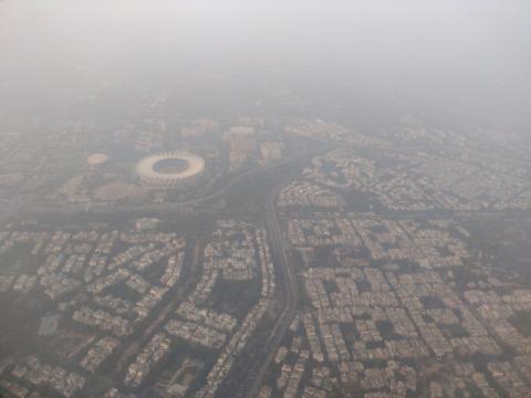An aerial view of the Delhi skyline shrouded in smog, in New Delhi, India, December 8, 2019. PHOTO BY REUTERS/Anushree Fadnavis