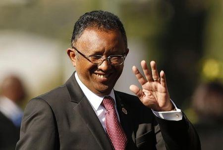Madagascar's President Hery Rajaonarimampianina arrives for the inauguration ceremony of South African President Jacob Zuma at the Union Buildings in Pretoria, May 24, 2014. PHOTO BY REUTERS/Siphiwe Sibeko
