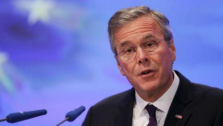 Former Florida Governor and potential Republican presidential candidate Jeb Bush addresses the Christian Democratic Union (CDU) party economic council in Berlin, Germany, June 9, 2015. PHOTO BY REUTERS/Fabrizio Bensch